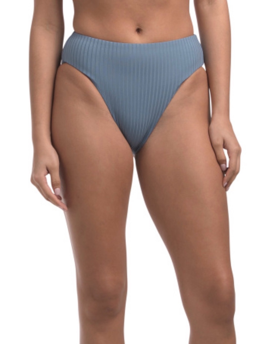 New L*SPACE Savannah High Waist Bikini Bottom Baltic GreyEco Ribbed Swim Small